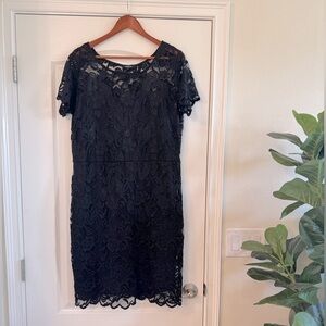 Elegant Black Lace Midi Dress, in Women’s Plus Size 3X